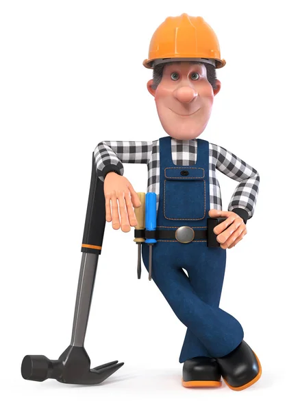 Illustration Funny Engineer Plumber Character Engaged Repair Illustration Builder Worker — Stock Photo, Image