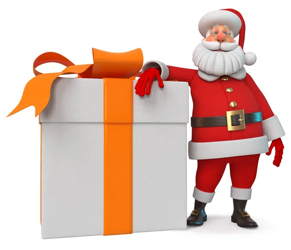 插图新年祝贺圣诞老人 Claus 插图欢快的圣诞老人与礼物 — 图库照片