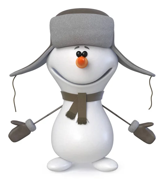 Illustration New Year Snow Character Congratulates All Holiday Illustration Happy — Stock Photo, Image