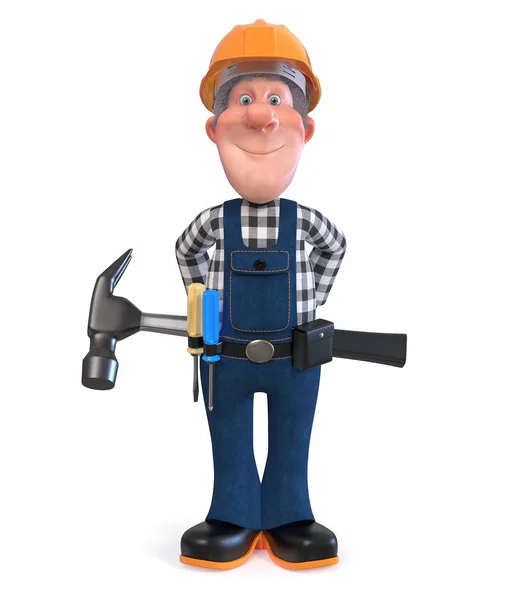 Illustration Funny Engineer Plumber Character Engaged Repair — Stock Photo, Image