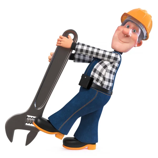 Ilustración Del Personaje Divertido Ingeniero Fontanero Dedicado Reparación Ilustración Constructor — Foto de Stock