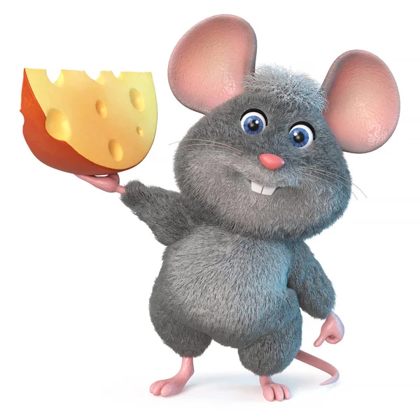 Obrázek Domácí Škůdce Vypadají Jako Krysa Obrázek Legrační Myš Sýrem — Stock fotografie