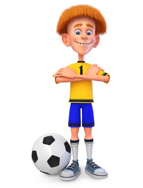sporcunun Dünya Kupası için 3D çizim eğitim / 3d çizim çocuk futbolcu