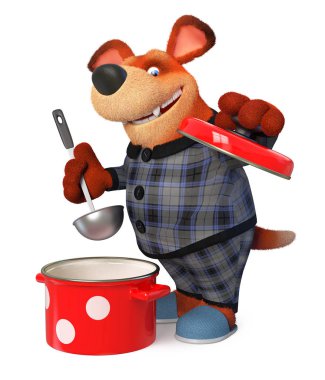 3D illüstrasyon pijama komik köpek