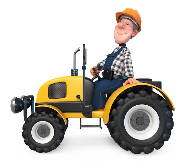 3d illustration work is going on the tractor — Stock Photo, Image