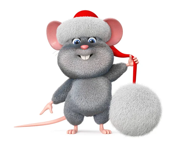 3d illustration funny mouse Santa Claus — Stock Photo, Image