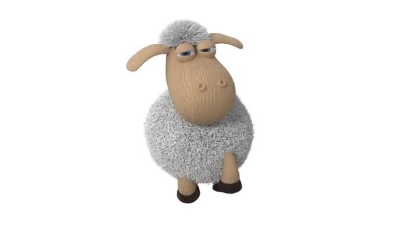 Ilustrace Zábavné Bílé Ovce Ilustrace Zvířat Pasoucích Louce — Stock video