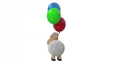 3d animasyon koyun balonlar / 3d animasyon hayvan çiftliği fırsatlar hava aşırı sinekler