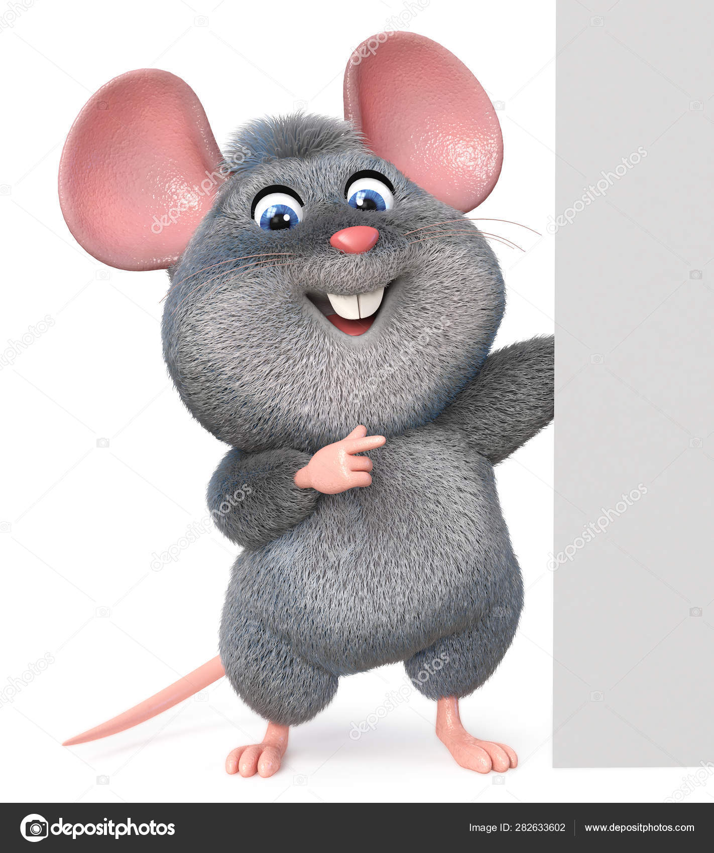 3d illustration funny mouse with poster Stock Photo by ©karelin621 282633602