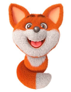 3d illüstrasyon komik küçük Fox
