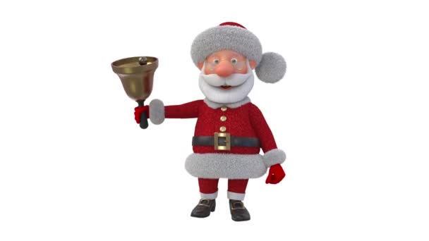 Illustration Jolly Santa Claus Med Klocka Illustration Julhälsning Saga Tecken — Stockvideo