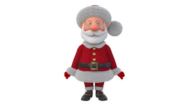 3Dイラスト ジョリーサンタクロース 3Dイラスト クリスマスグリーティング おとぎ話のキャラクター — ストック動画