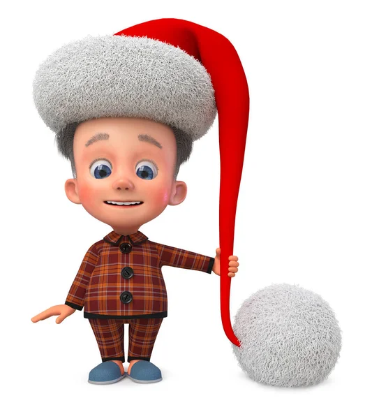 3D ilustracja mały chłopiec w stroju Świętego Mikołaja — Zdjęcie stockowe