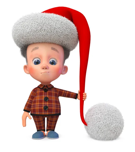 Illustration 3D petit garçon en costume de Père Noël Image En Vente