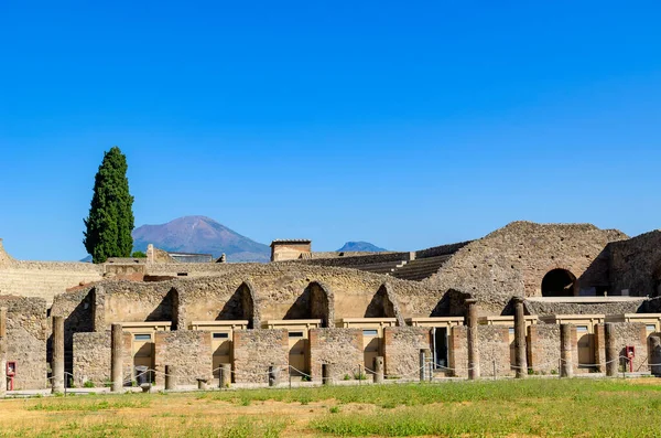 Pohled Pompeje Vesuvem Pozadí — Stock fotografie