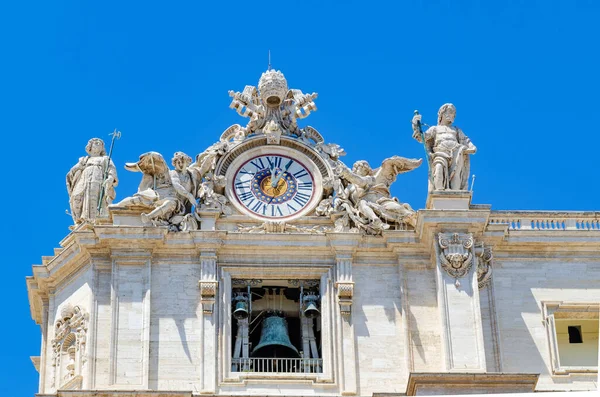Detalhe Relógio Fachada Basílica São Pedro — Fotografia de Stock