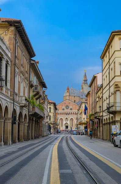 Uitzicht Een Straat Padua Met Basiliek Achtergrond — Stockfoto