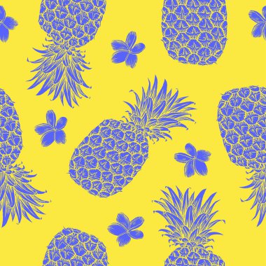 renkli kesintisiz mavi ve sarı arka plan ile ananas meyve