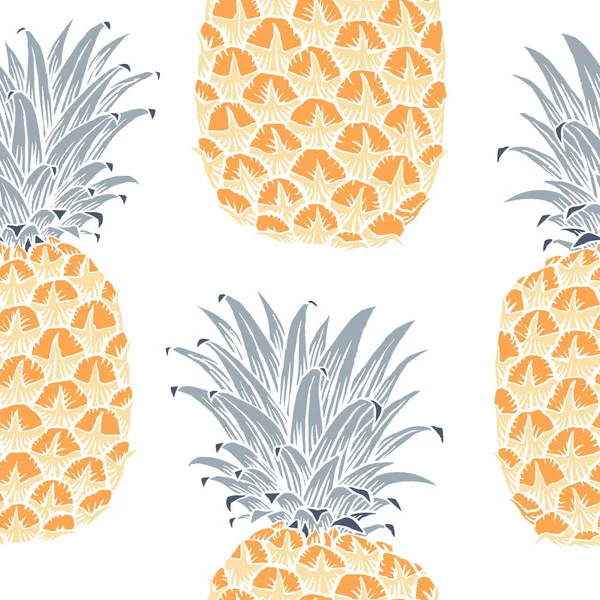 Witte Naadloze Achtergrond Met Ananas Vruchten — Stockvector