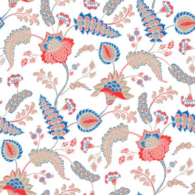 Fantezi çiçekli kusursuz desen, doğal duvar kağıdı, çiçek desenli kıvrım çizimi. Paisley el çizimi elementler. Ev dekoru.