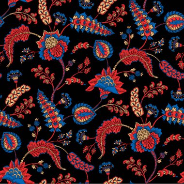 Fantezi çiçekli kusursuz desen, doğal duvar kağıdı, çiçek desenli kıvrım çizimi. Paisley el çizimi elementler. Ev dekoru.