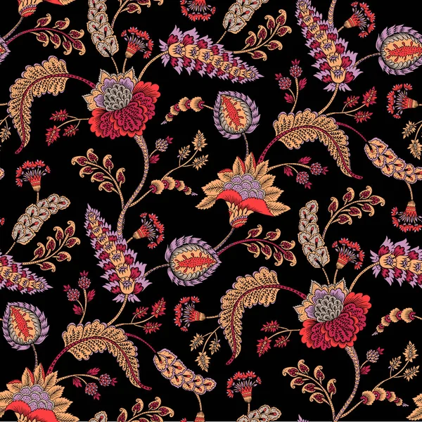 Fantezi çiçekli kusursuz desen, doğal duvar kağıdı, çiçek desenli kıvrım çizimi. Paisley el çizimi elementler. Ev dekoru.