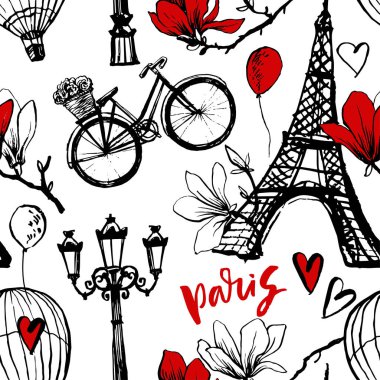 Paris Tema desen vektör çizim