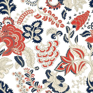 Fantezi çiçekli kusursuz desen, doğal duvar kağıdı, çiçek desenli kıvrım çizimi. Paisley el çizimi elementler. Ev dekoru.