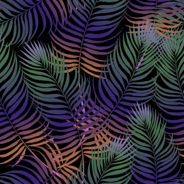 Dikişsiz tropikal desen. Yaprakları palmiye ağacı illüstrasyon. Modern grafik.