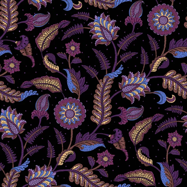 Fantezi çiçekler, doğal duvar kağıdı, çiçek dekorasyon curl illüstrasyon ile Seamless modeli. Desenli baskı çizilmiş öğeleri ver. Ev dekorasyonu. Jacobean nakış