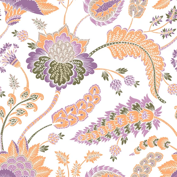 Nahtloses Muster Mit Fantasieblumen Naturtapeten Floraler Dekoration Und Lockenillustration Paisley — Stockvektor