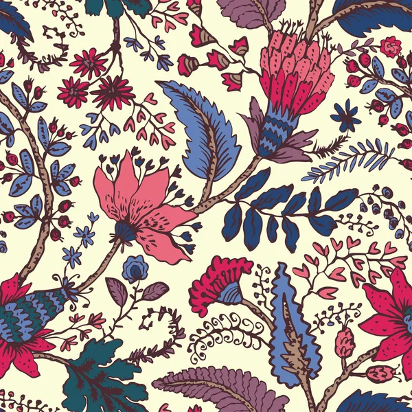 Fantezi çiçekli kusursuz desen, doğal duvar kağıdı, çiçek desenli kıvrım çizimi. Paisley el çizimi elementler. Ev dekoru.