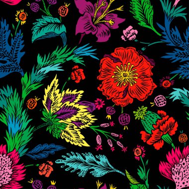 Fantezi çiçekli kusursuz desen, doğal duvar kağıdı, çiçek desenli kıvrım çizimi. Paisley el çizimi elementler. Ev dekoru.