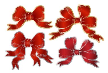 Dört kırmızı yay vektör çizim