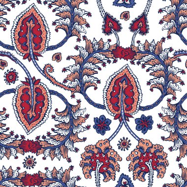 Fantezi çiçekli kusursuz desen, doğal duvar kağıdı, çiçek desenli kıvrım çizimi. Paisley el çizimi elementler. 