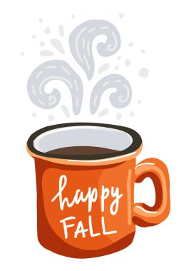 Mutlu sonbahar ile kupa vektör Illustration
