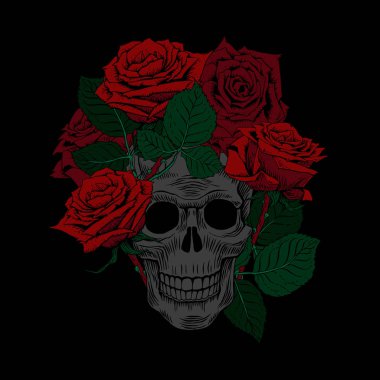 Kafatası siyah arka plan üzerine vektör çizim