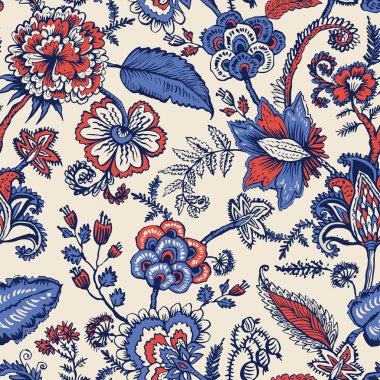 Fantezi çiçekli kusursuz desen, doğal duvar kağıdı, çiçek desenli kıvrım çizimi. Paisley el çizimi elementler. 