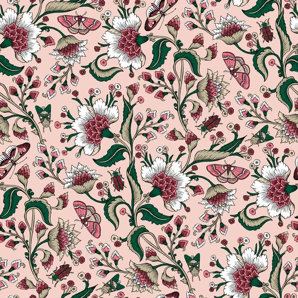 Fantezi çiçekli kusursuz desen, doğal duvar kağıdı, çiçek desenli kıvrım çizimi. Paisley el çizimi elementler. Ev dekoru. 