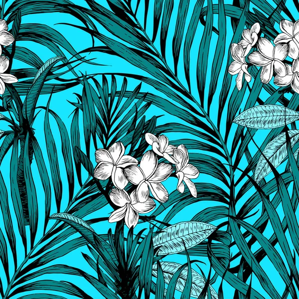 Ilustração Vetorial Padrão Floral Tropical —  Vetores de Stock