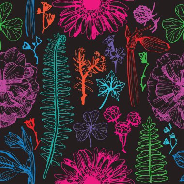 vektör çizim renkli çiçek öğeleri