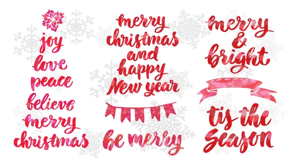 Diseño Letras Dibujado Mano Efecto Acuarela Una Muy Feliz Navidad — Vector de stock