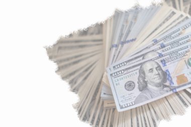 Bir sürü dolar. Beyaz bir arka plan üzerinde dolar. Arka plan resmi bir beyaz boşluk ile dolar. Dolar