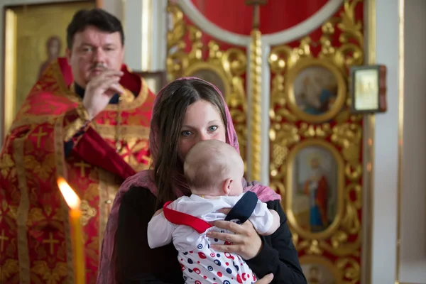 Belarus Gomel May 2018 Church Volotovo Baptism Newborn Child Baptism — Stock Photo, Image