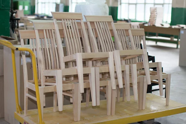 Furniture factory. Manufacture of chairs from natural wood.Making chairs