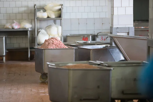 Shop Preparation Minced Meat Meat Factory — Stock Photo, Image