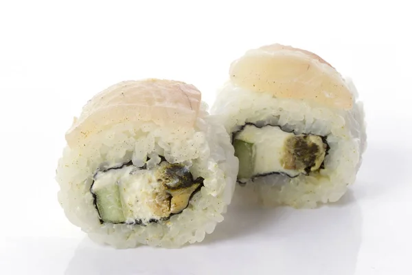 Sushi Witte Achtergrond Closeup — Stockfoto