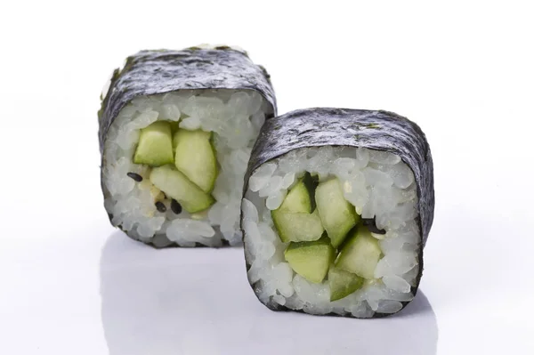 Sushi Rolt Japans Eten Geïsoleerd Een Witte Achtergrond Menu Van — Stockfoto
