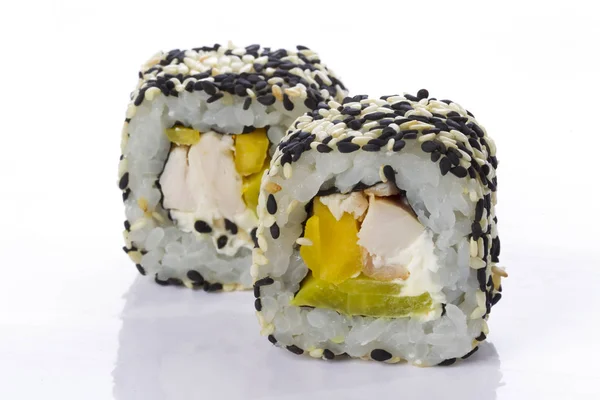 Sushi Rolt Japans Eten Geïsoleerd Een Witte Achtergrond Menu Van — Stockfoto