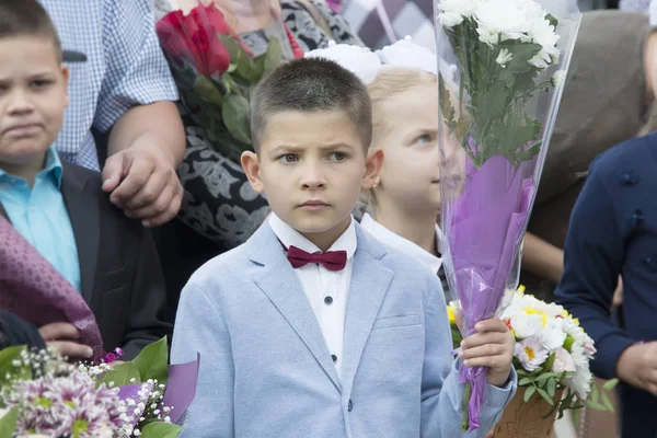 Belarus Gomel September 2018 Holiday Began School Boy Schoolboy Surrounded — Stock Photo, Image